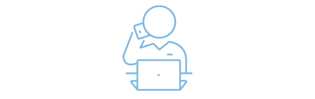 Icon einer Person mit Handy und Laptop